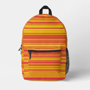 Impresa Mochila con rayas naranjas rojas y amarillas
