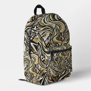 Impresa Mochila con silueta de cordillera abstracta en dor