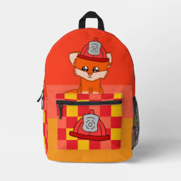 Impresa Mochila con tema de bombero y zorro