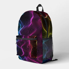 Impresa Mochila con un diseño de línea ondulada abstracta 