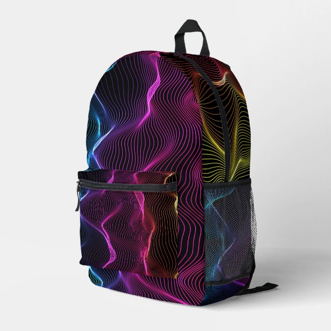 Impresa Mochila con un diseño de línea ondulada abstracta  (Esquina derecha trasera )