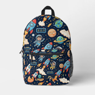 Impresa Mochila Conteo Regresivo Planeta Cohete Diseño Esp