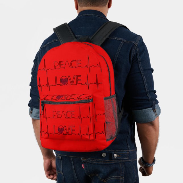 Impresa Mochila Corazón Rojo Paz Amor (Insitu (Modelo))
