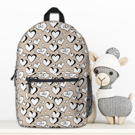 Impresa Mochila Corazones Beige
