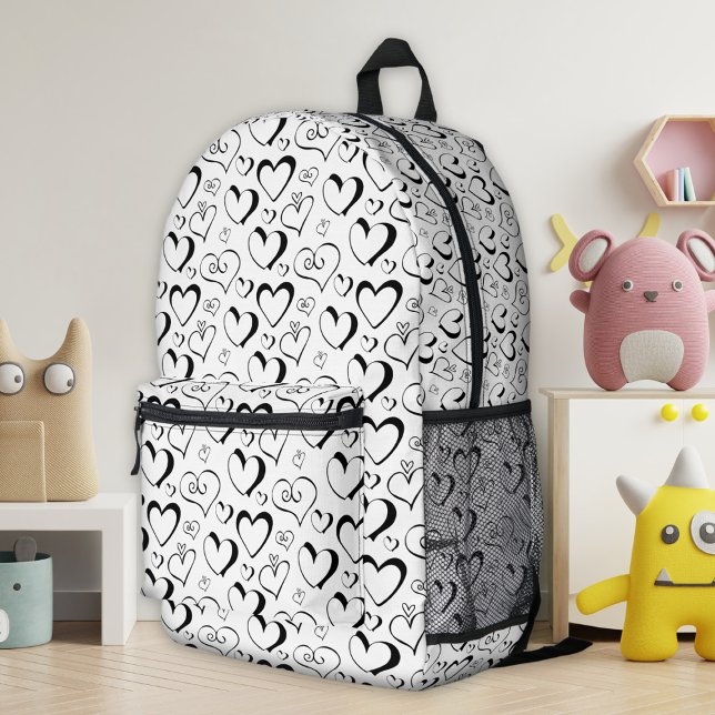 Impresa Mochila Corazones Negro Blanco (Subido por el creador)