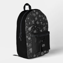 Mochila cósmica de Halloween con calabazas y bruja