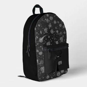 Impresa Mochila cósmica de Halloween con calabazas y bruja