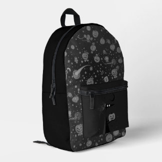 Impresa Mochila cósmica de Halloween con calabazas y bruja