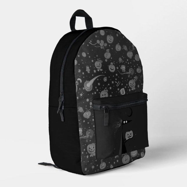 Impresa Mochila cósmica de Halloween con calabazas y bruja (Esquina izquierda trasera)