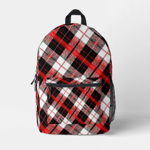 Impresa Mochila Cuadro Escocés Rojo y Negro