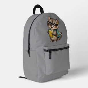 Impresa Mochila Cute Raccoon para estudiantes Vuelta al
