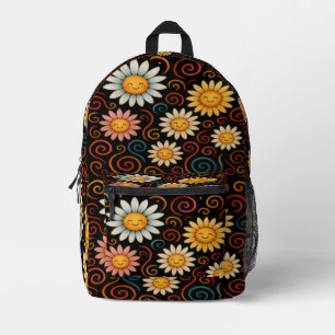 Impresa Mochila Daisies y Swirls Sonrientes