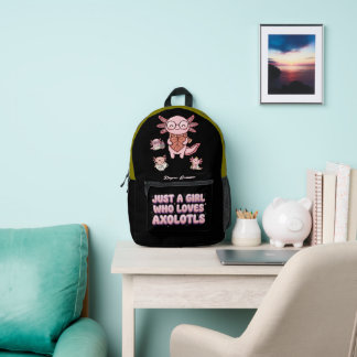 Impresa Mochila de ajolote rosa linda - Regalo para amante