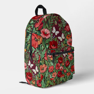 Impresa Mochila de amapolas y mariposas coloridas abstract