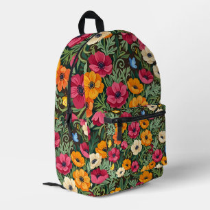 Impresa Mochila de Anémonas Botánicas Abstractas Mariposas