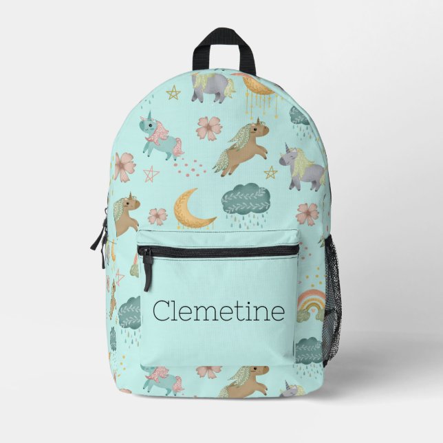 Impresa Mochila de arcoiris turquesa y unicornio (Anverso)