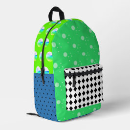 Impresa Mochila de arte creativo verde negro