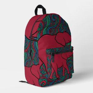 Impresa Mochila de arte de línea de joyas de elefante abst