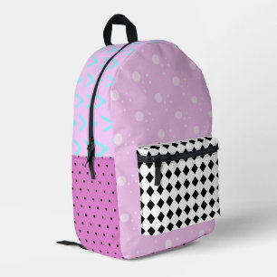 Impresa Mochila de arte estético negro rosa claro