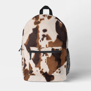 Impresa Mochila de aspecto Piel de vaca marrón