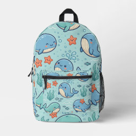 Impresa Mochila de ballena bebé – Patrón de océano pastel