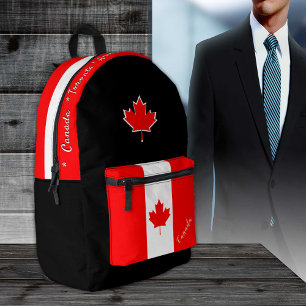 Impresa Mochila de bandera canadiense, Canadá, negro patri