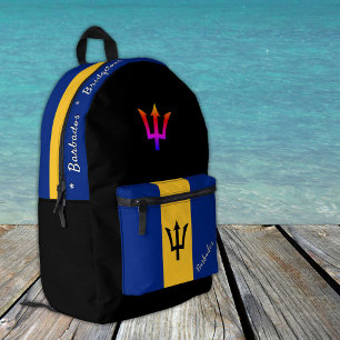 Impresa Mochila de bandera de Barbados, Barbados, negro pa