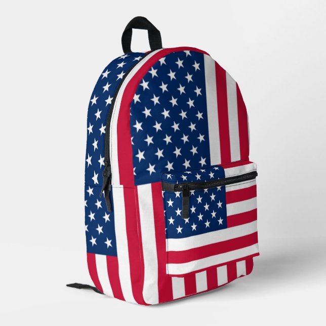 Impresa Mochila de bandera de EE.UU. Patriótico americano (Esquina izquierda trasera)