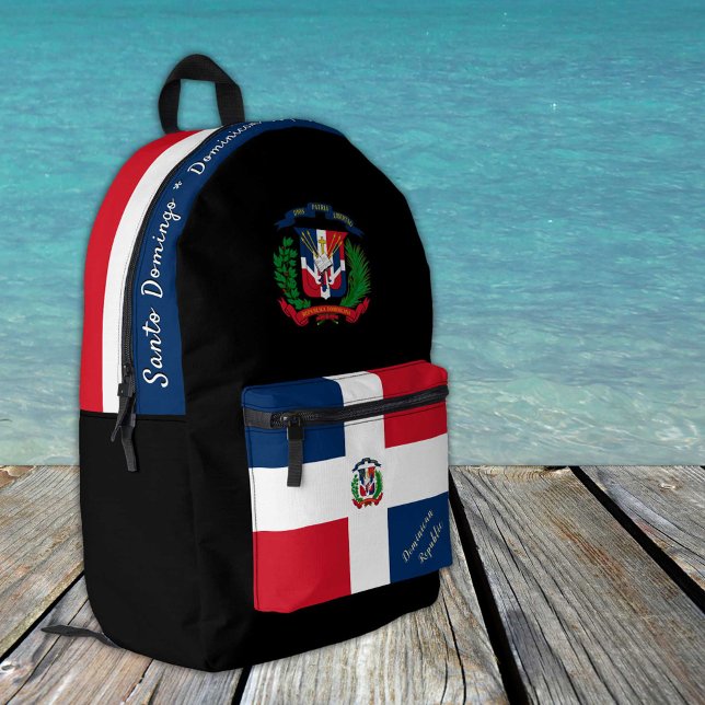 Impresa Mochila de bandera de República Dominicana, negro  (Subido por el creador)