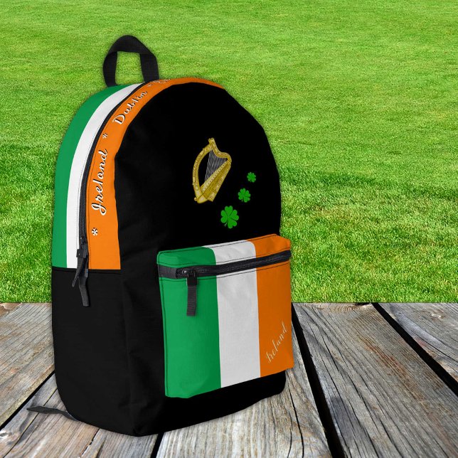 Impresa Mochila de bandera irlandesa, Irlanda, negro patri (Subido por el creador)
