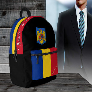 Impresa Mochila de bandera rumana, Rumania, negro patriota