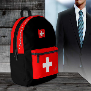 Impresa Mochila de bandera suiza, Suiza, negro patriota