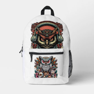 Impresa Mochila de Búho – Arte Colorido de Búho y Diseño d