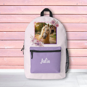 Impresa Mochila de caballo flores pastel potrancas bonitas
