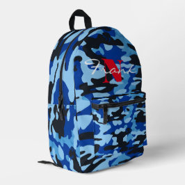 Impresa Mochila de Camo azul y negro - Nombre/logotipo per