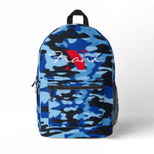 Mochila de Camo azul y negro - Nombre/logotipo per