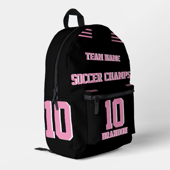 Impresa Mochila de chaflán de fútbol diez rosadas personal (Esquina izquierda trasera)