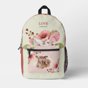 Impresa Mochila de Chica forestal encantada de los ciervos