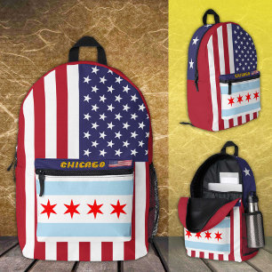 Impresa Mochila de Chicago, Bandera Americana, patriota / 