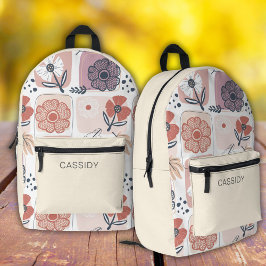 Impresa Mochila de chicas de flores de color pastel estéti