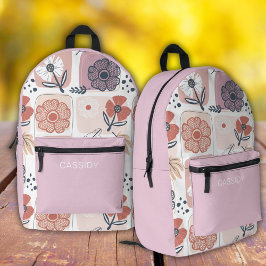 Impresa Mochila de chicas de flores pastel estéticos