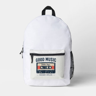 Impresa Mochila de cinta de casete vintage Mochila de buen