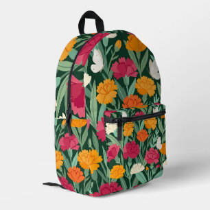 Impresa Mochila de Claveles y Mariposas Abstractos