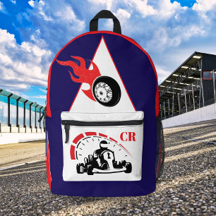 Impresa Mochila de coche de carreras personalizada linda p
