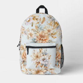 Impresa Mochila de color Rosegold de cobre floral azul Pea