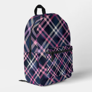 Impresa Mochila de Cuadro Escocés Rosa y Morado