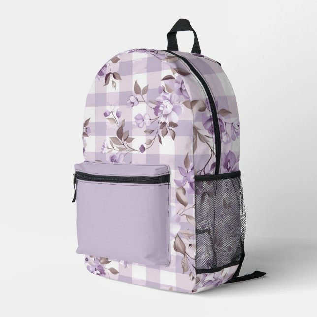 Impresa Mochila de Cuadro Floral Lavanda (Esquina derecha trasera )