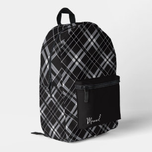 Impresa Mochila de cuadros negra y gris