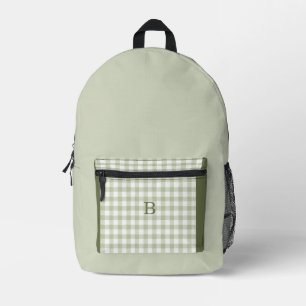 Impresa Mochila de Cuadros Verdes y Salvia con Monograma d