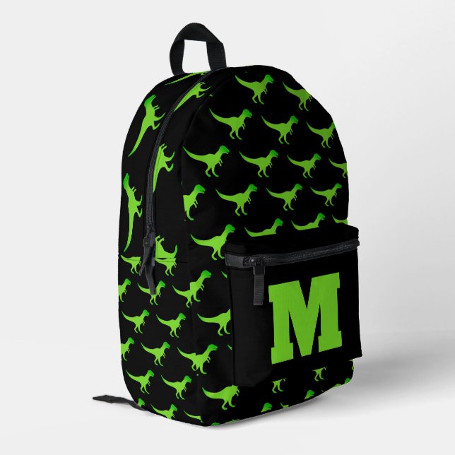 Impresa Mochila de dinosaurio infantil con monograma perso (Esquina izquierda trasera)